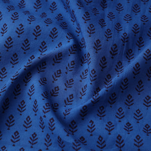 Blue - Bagh Hand Block Printed Cotton Fabric 02
