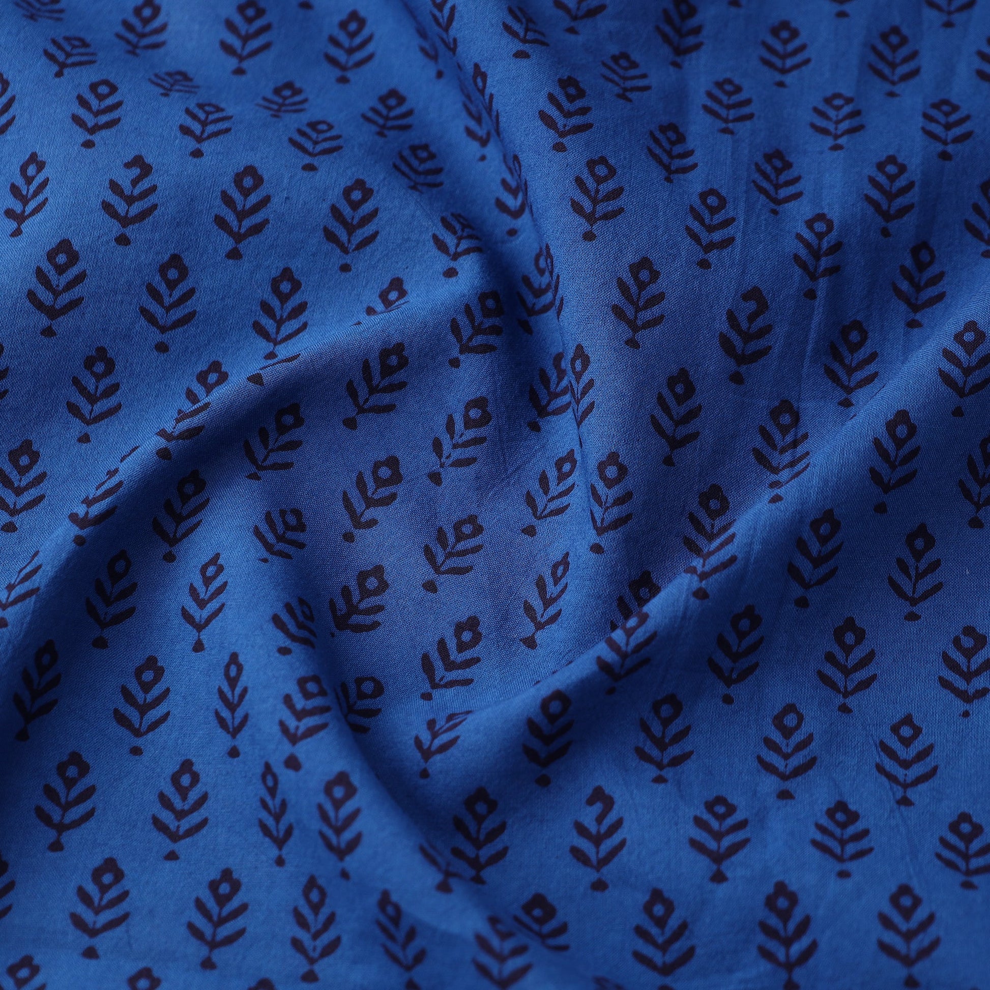 Blue - Bagh Hand Block Printed Cotton Fabric 02