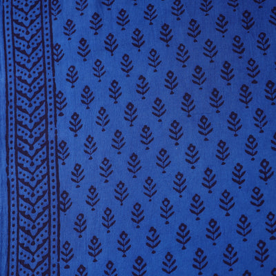 Blue - Bagh Hand Block Printed Cotton Fabric 02