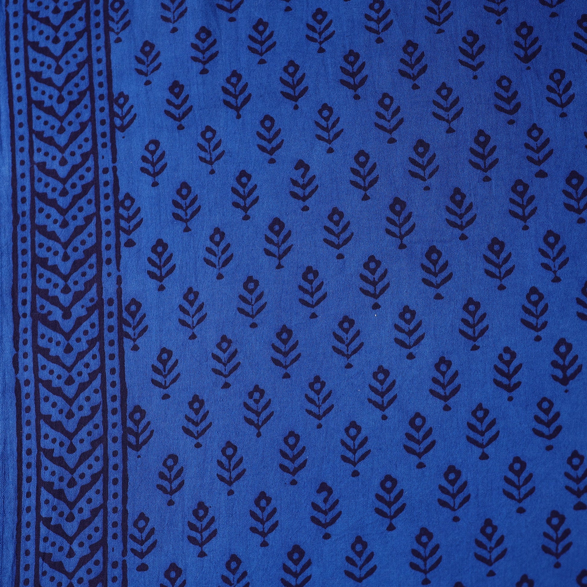 Blue - Bagh Hand Block Printed Cotton Fabric 02