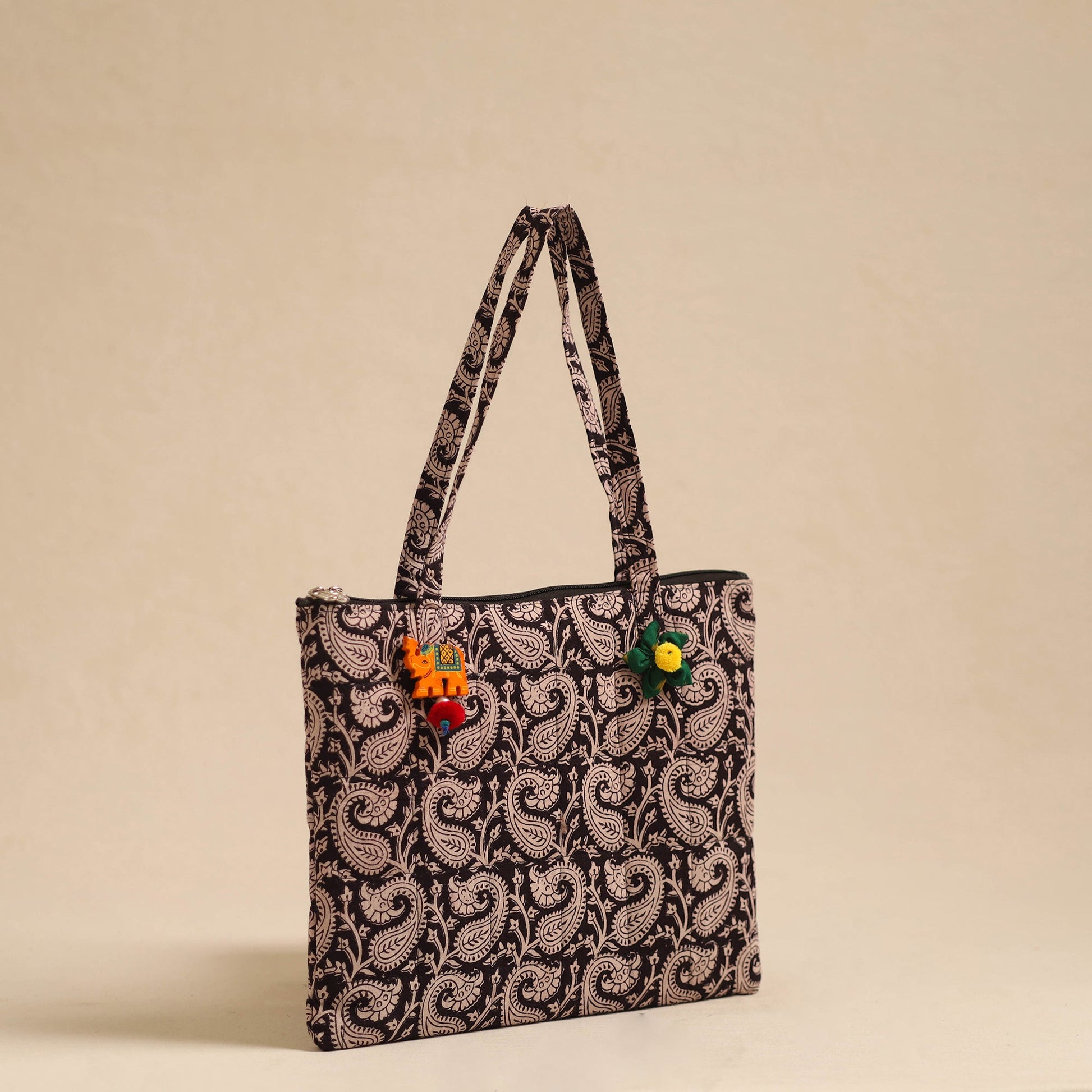 Black - Handcrafted Quilted Cotton Hand Bag 95