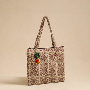 Beige - Handcrafted Quilted Cotton Hand Bag 96