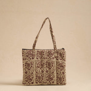 Beige - Handcrafted Quilted Cotton Hand Bag 96
