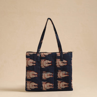 Blue - Handcrafted Quilted Cotton Hand Bag 98