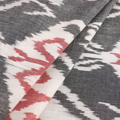 Grey - Handloom Cotton Central Asian Pochampally Ikat Fabric 05
