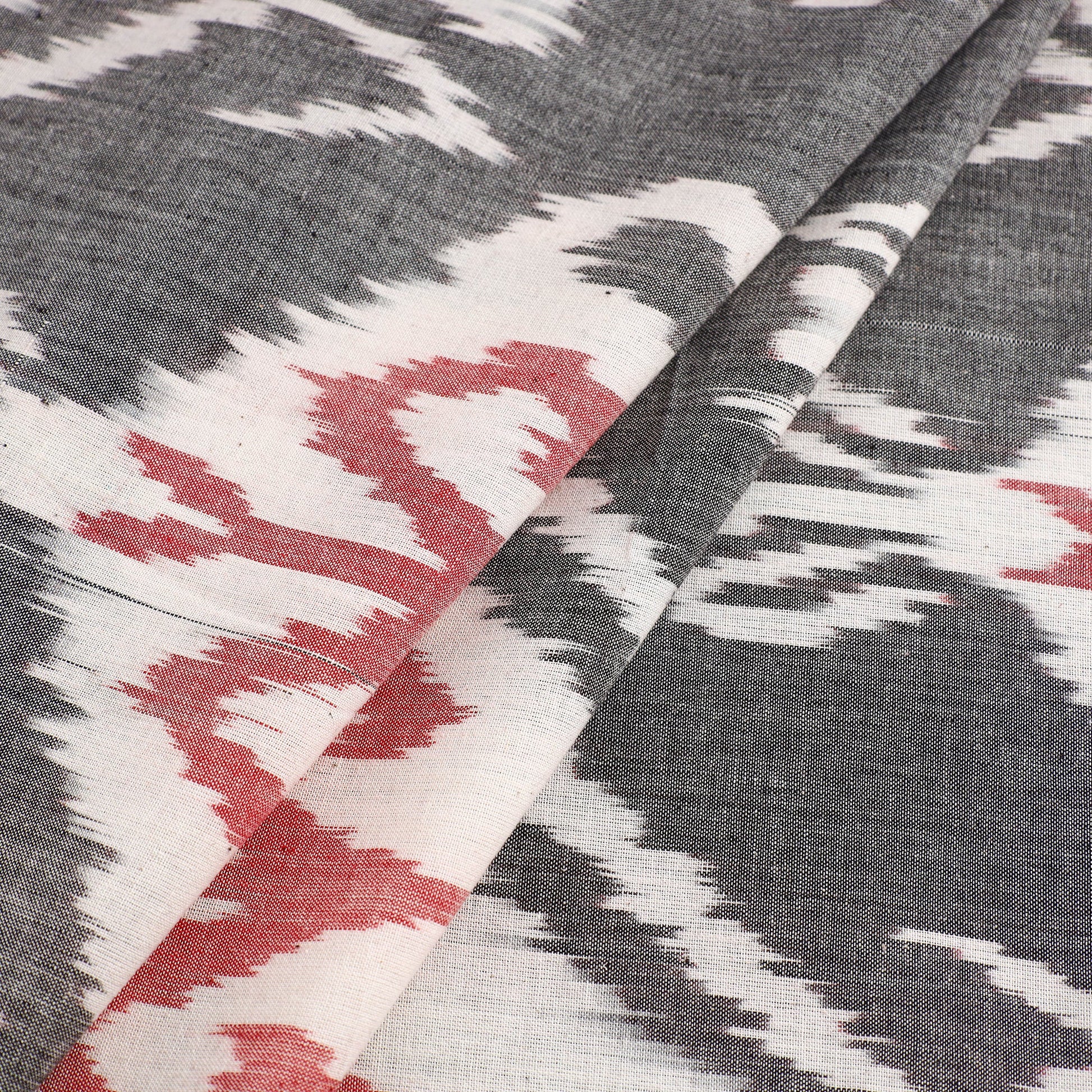 Grey - Handloom Cotton Central Asian Pochampally Ikat Fabric 05