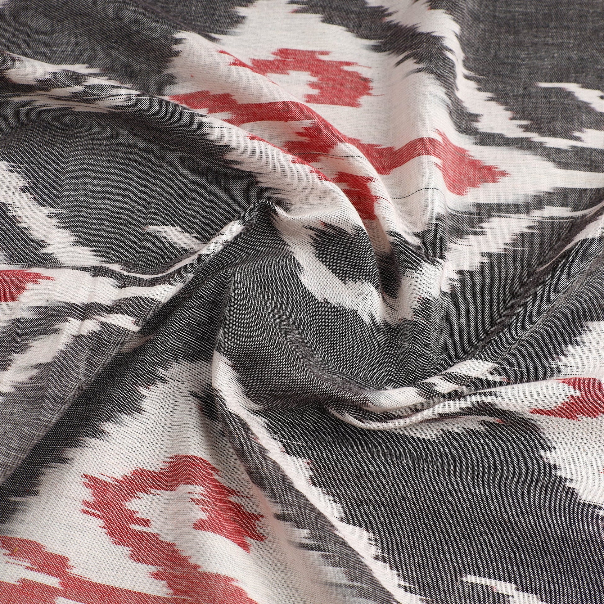 Grey - Handloom Cotton Central Asian Pochampally Ikat Fabric 05