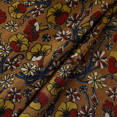 Brown - Natural Dyed Block Print Kalamkari Cotton Fabric 15