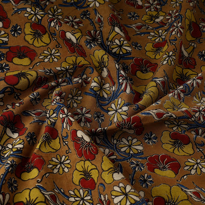 Brown - Natural Dyed Block Print Kalamkari Cotton Fabric 15