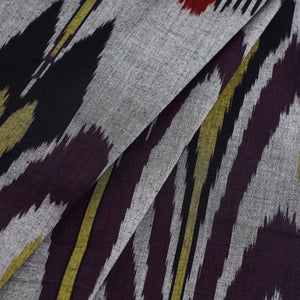 Grey - Handloom Cotton Central Asian Pochampally Ikat Fabric 08