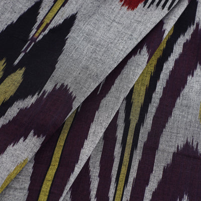 Grey - Handloom Cotton Central Asian Pochampally Ikat Fabric 08