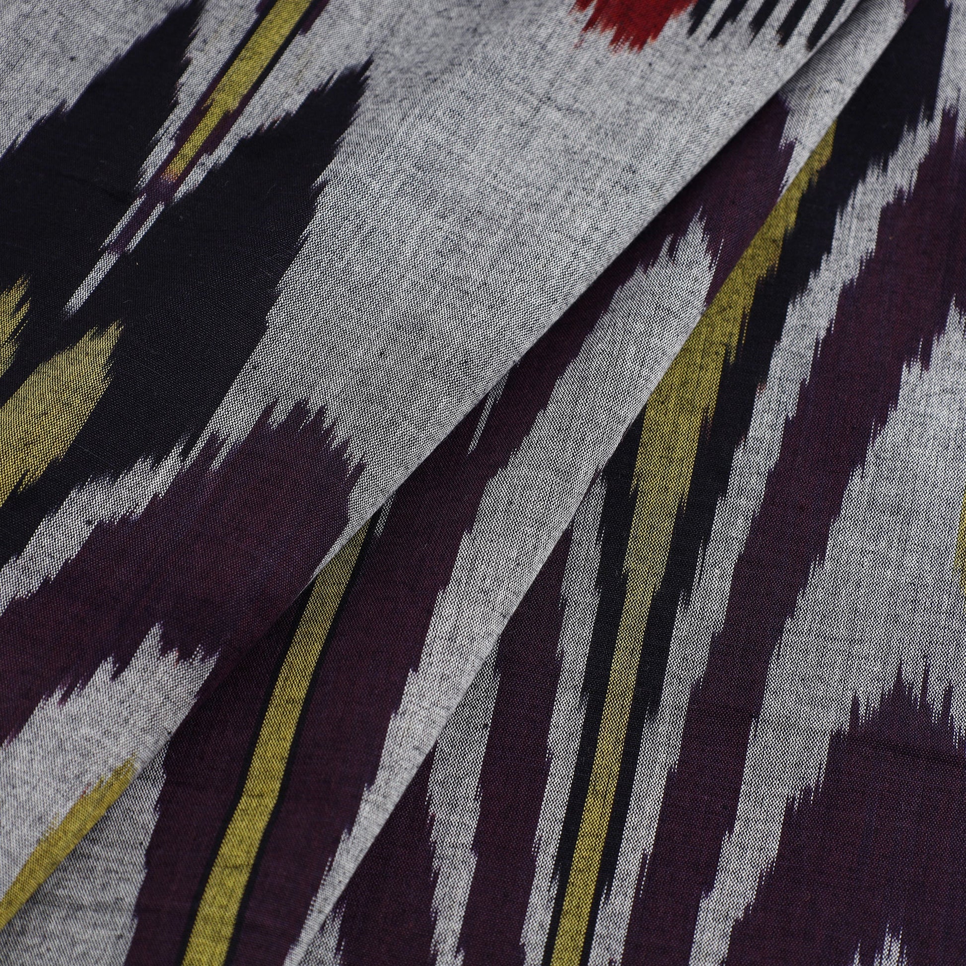 Grey - Handloom Cotton Central Asian Pochampally Ikat Fabric 08