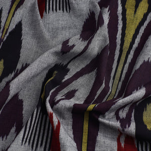 Grey - Handloom Cotton Central Asian Pochampally Ikat Fabric 08