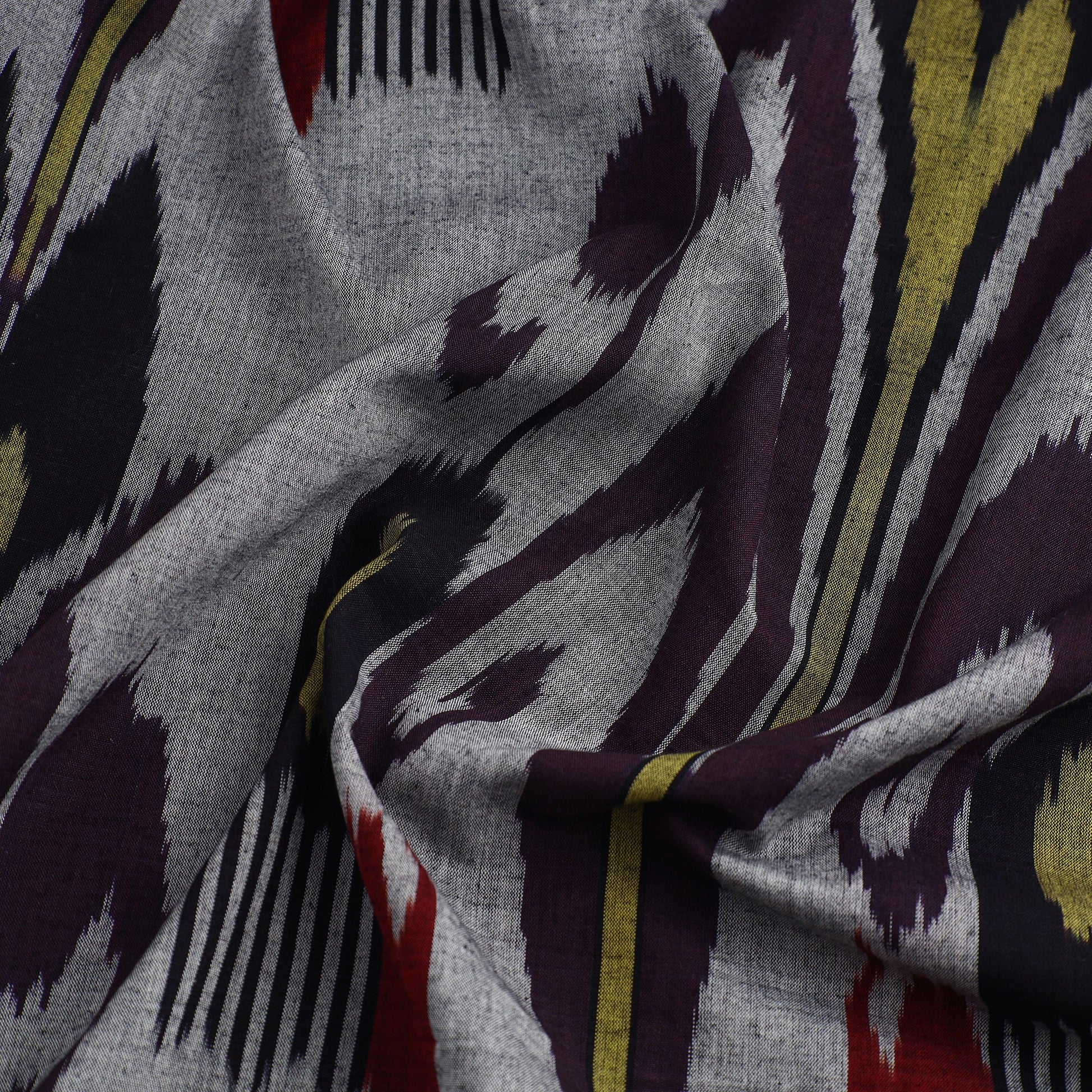 Grey - Handloom Cotton Central Asian Pochampally Ikat Fabric 08