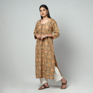 Brown - Kalamkari Block Printed Cotton Long Kurta