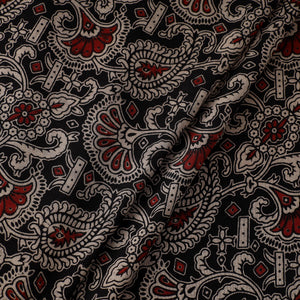 Black - Natural Dyed Block Print Kalamkari Cotton Fabric 16
