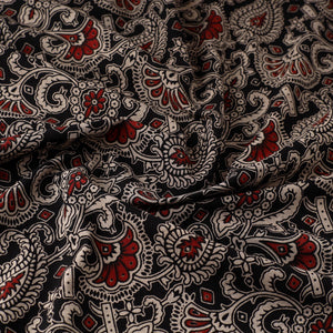 Black - Natural Dyed Block Print Kalamkari Cotton Fabric 16