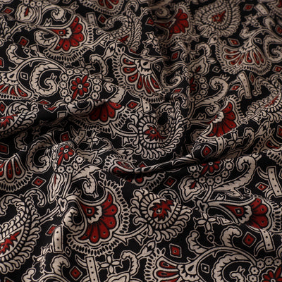 Black - Natural Dyed Block Print Kalamkari Cotton Fabric 16