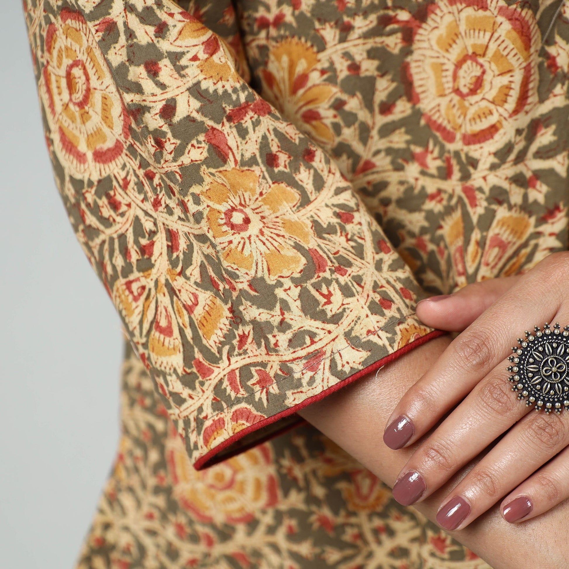 Brown - Kalamkari Block Printed Cotton Long Kurta