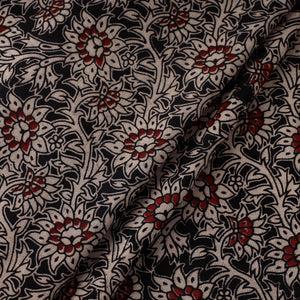 Black - Natural Dyed Block Print Kalamkari Cotton Fabric 17