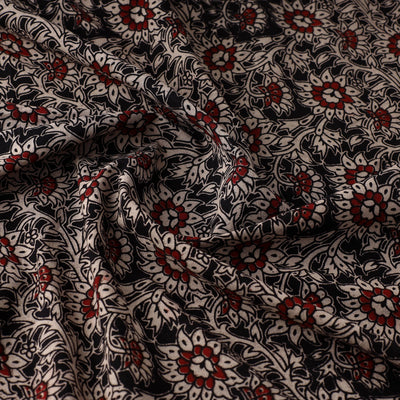 Black - Natural Dyed Block Print Kalamkari Cotton Fabric 17
