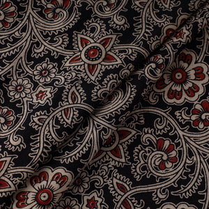 Black - Natural Dyed Block Print Kalamkari Cotton Fabric 18