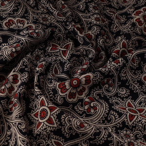 Black - Natural Dyed Block Print Kalamkari Cotton Fabric 18