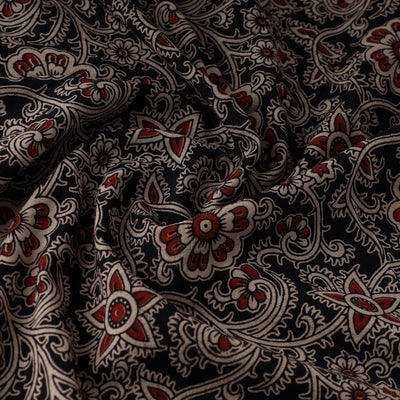 Black - Natural Dyed Block Print Kalamkari Cotton Fabric 18