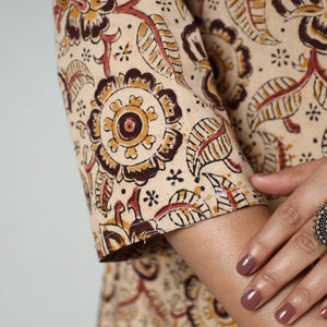 Beige - Kalamkari Block Printed Cotton Long Kurta