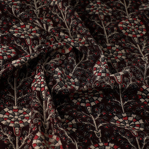 Brown - Natural Dyed Block Print Kalamkari Cotton Fabric 19
