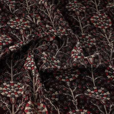 Brown - Natural Dyed Block Print Kalamkari Cotton Fabric 19