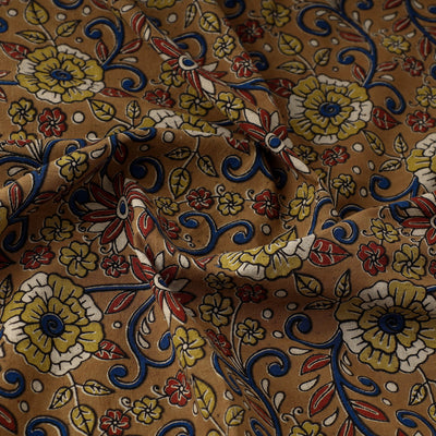 Brown - Natural Dyed Block Print Kalamkari Cotton Fabric 20