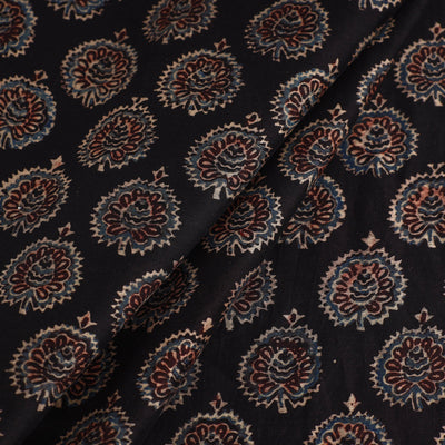 Black - Ajrakh Block Printed Chanderi Silk Fabric 05