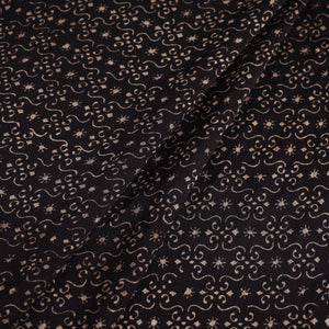Black - Ajrakh Block Printed Chanderi Silk Fabric 08