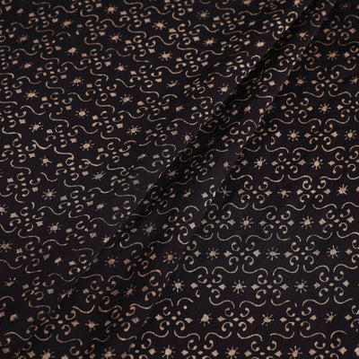 Black - Ajrakh Block Printed Chanderi Silk Fabric 08