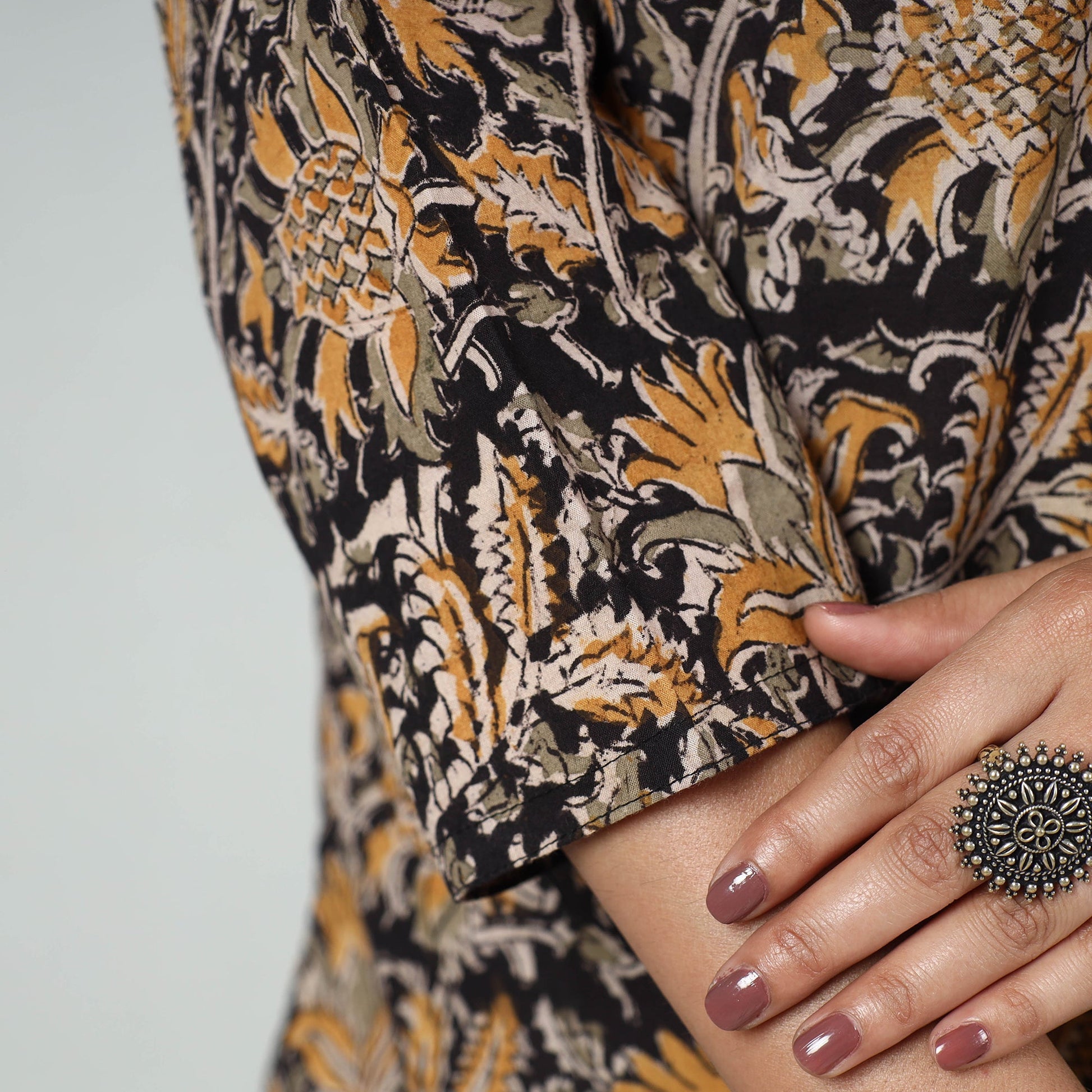 Black - Kalamkari Block Printed Cotton Long Kurta