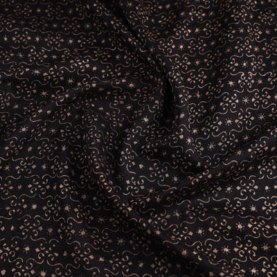 Black - Ajrakh Block Printed Chanderi Silk Fabric 08