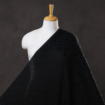 Black - Kutch Tie & Dye Modal Silk Bandhani Fabric 01