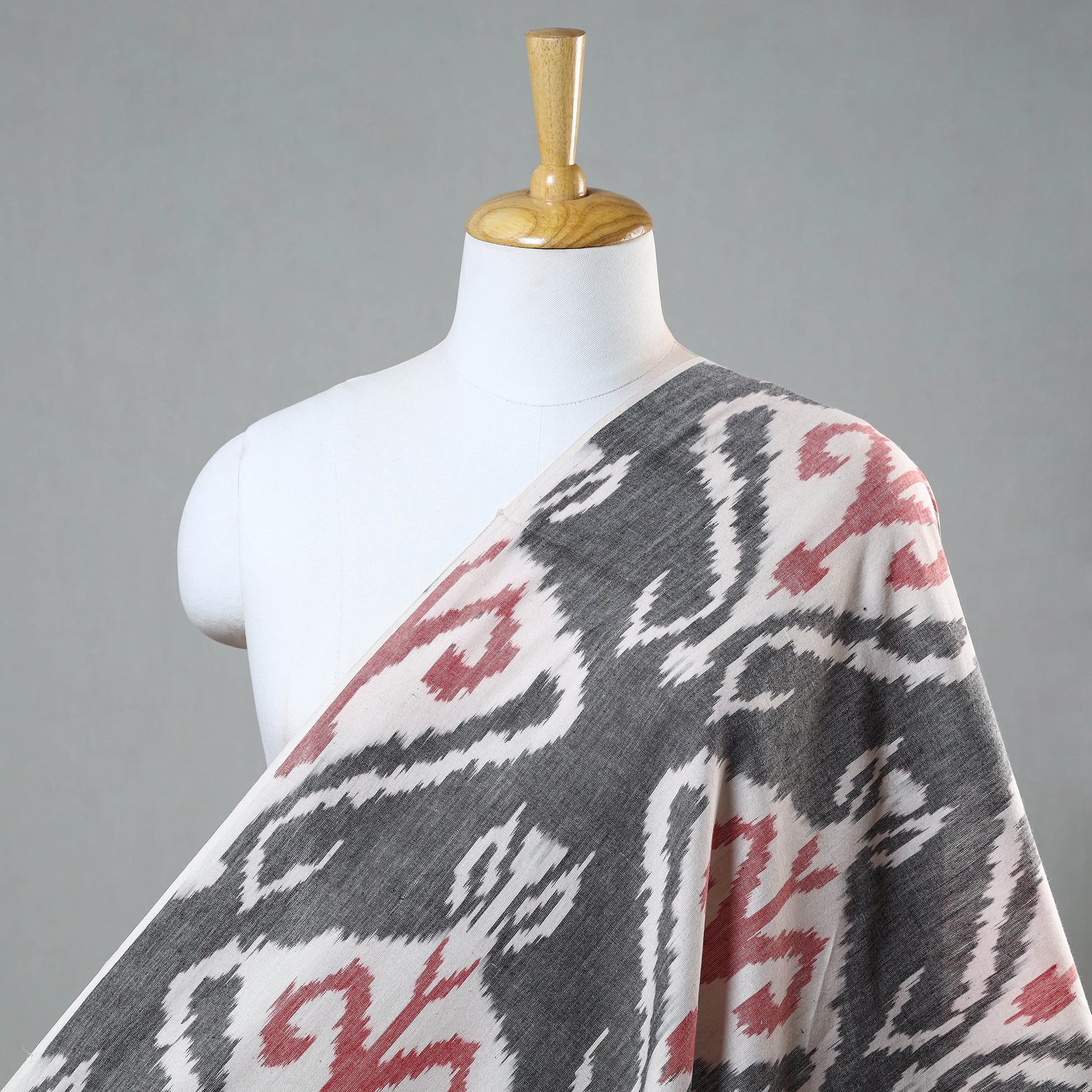 Grey - Handloom Cotton Central Asian Pochampally Ikat Fabric 05