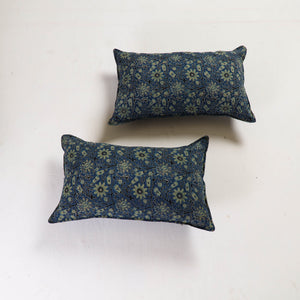 Blue - Ajrakh Block Print Pillow Cover (Set of 2) 04