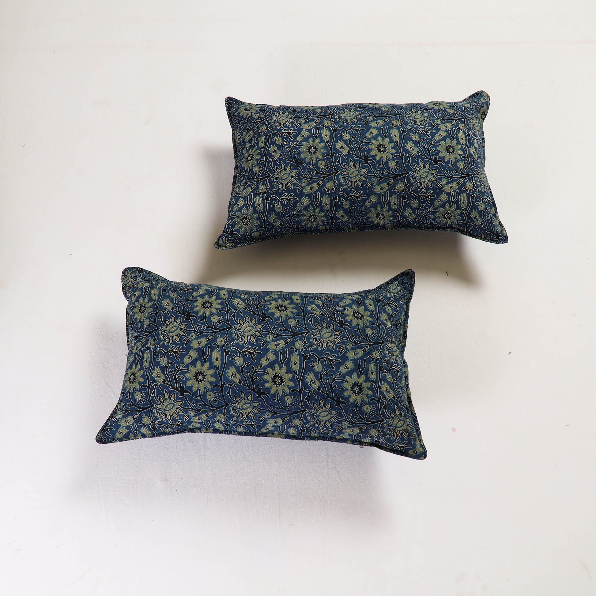 Blue - Ajrakh Block Print Pillow Cover (Set of 2) 04