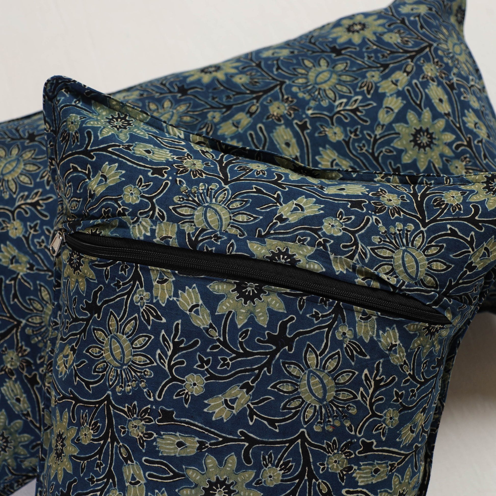 Blue - Ajrakh Block Print Pillow Cover (Set of 2) 04