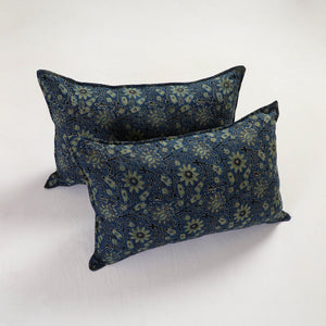 Blue - Ajrakh Block Print Pillow Cover (Set of 2) 04