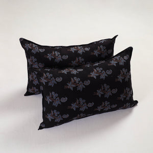 Black - Ajrakh Block Print Pillow Cover (Set of 2) 05