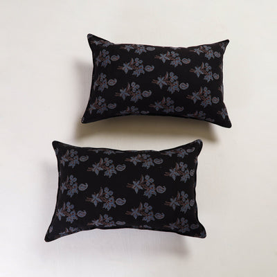 Black - Ajrakh Block Print Pillow Cover (Set of 2) 05