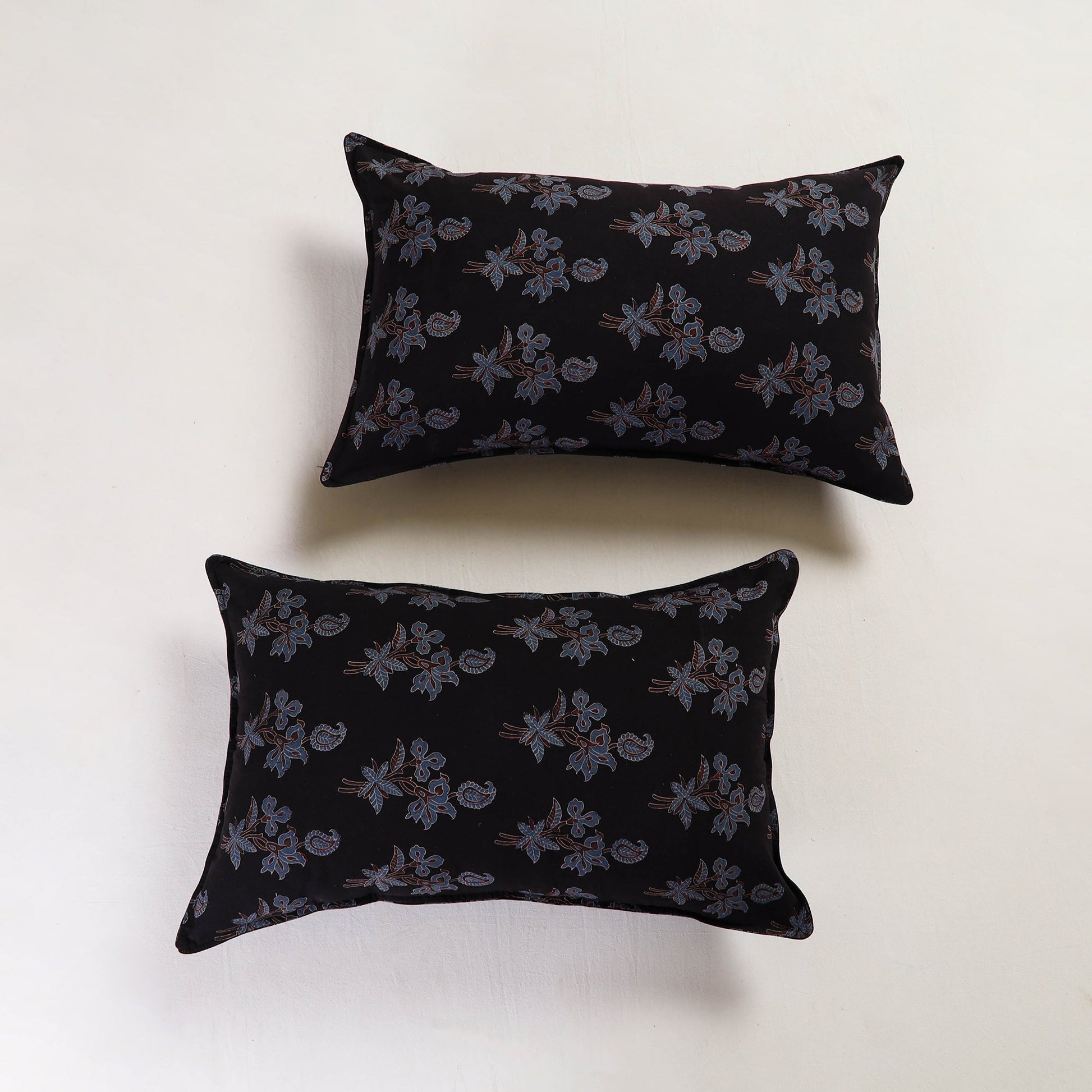 Black - Ajrakh Block Print Pillow Cover (Set of 2) 05