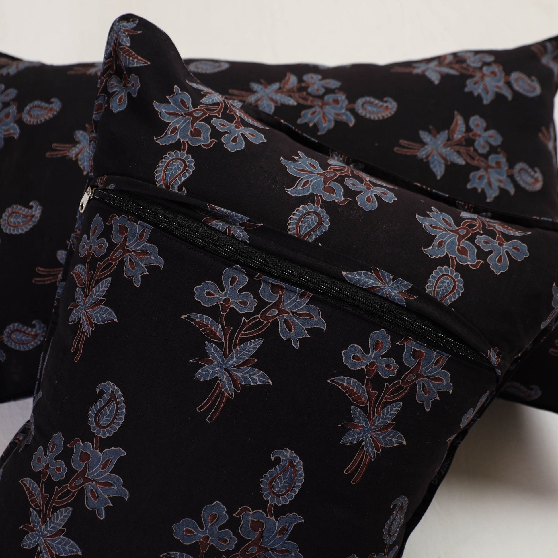 Black - Ajrakh Block Print Pillow Cover (Set of 2) 05
