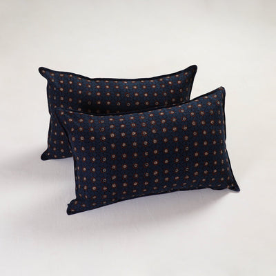 Blue - Ajrakh Block Print Pillow Cover (Set of 2) 06