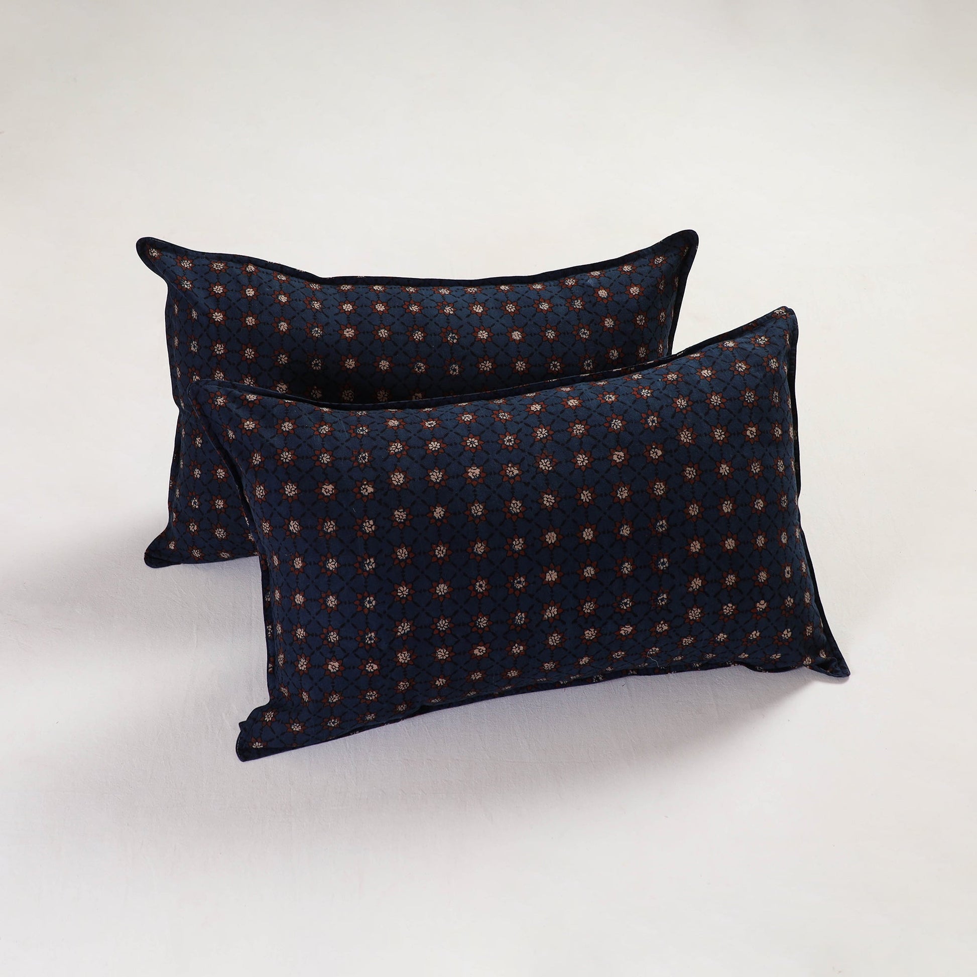 Blue - Ajrakh Block Print Pillow Cover (Set of 2) 06
