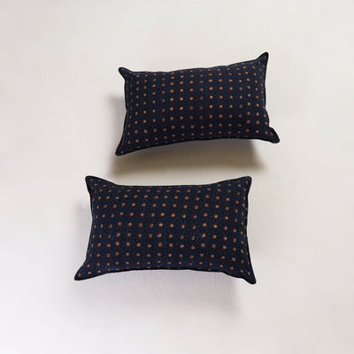 Blue - Ajrakh Block Print Pillow Cover (Set of 2) 06